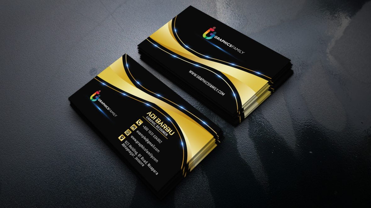 Elegant Dark Gold Business Card Design