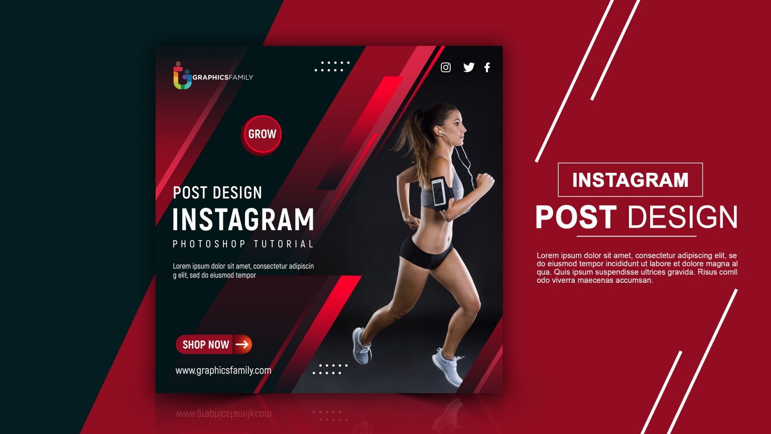Fitness Personal Trainer Instagram Post Design PSD GraphicsFamily