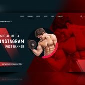 Fitness&Bodybuilding Social Media Banner PSD