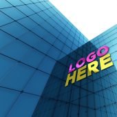 Exterior Building Glass Wall Logo Mockup