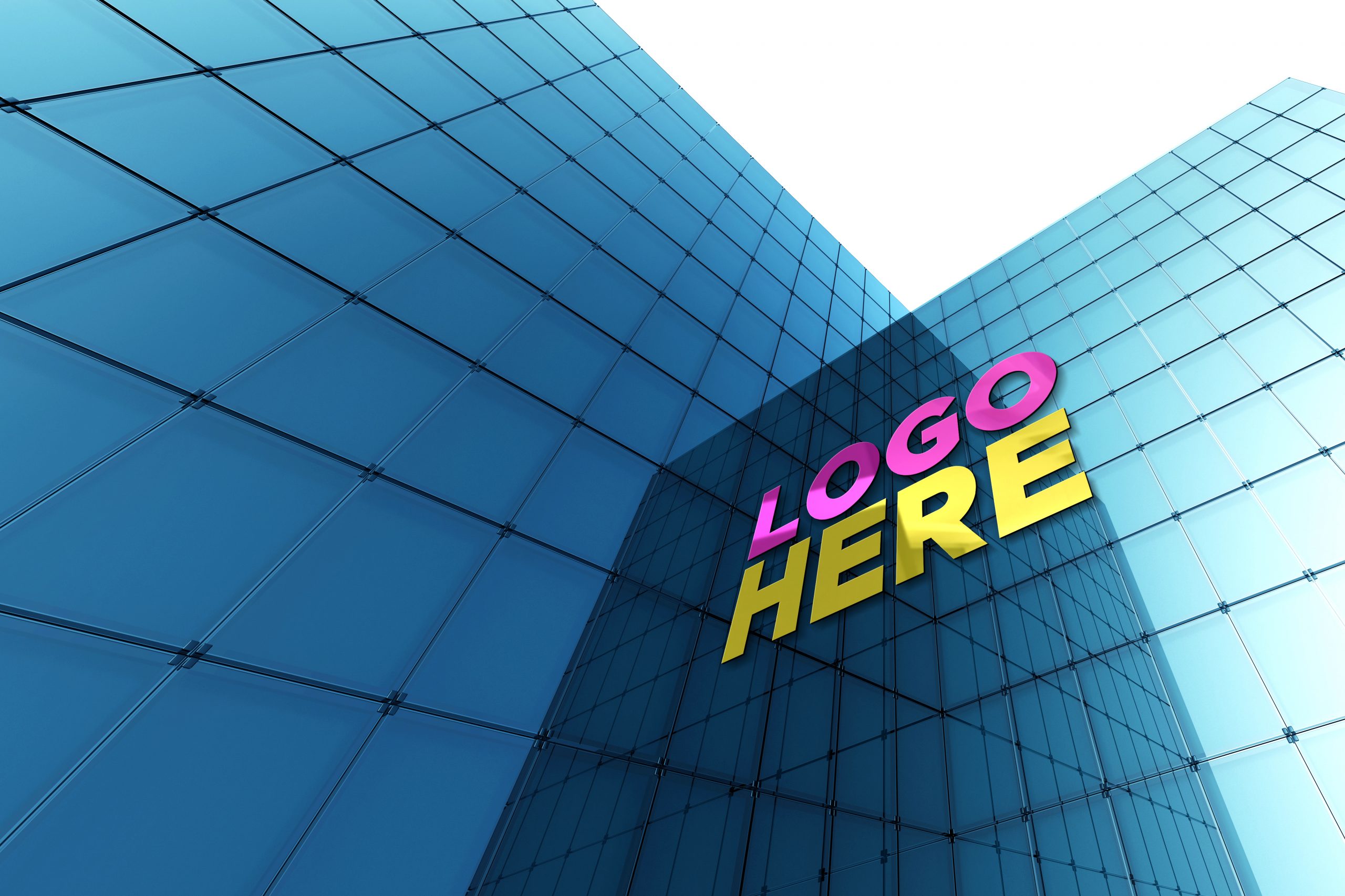 Download Exterior Building Glass Wall Logo Mockup Graphicsfamily