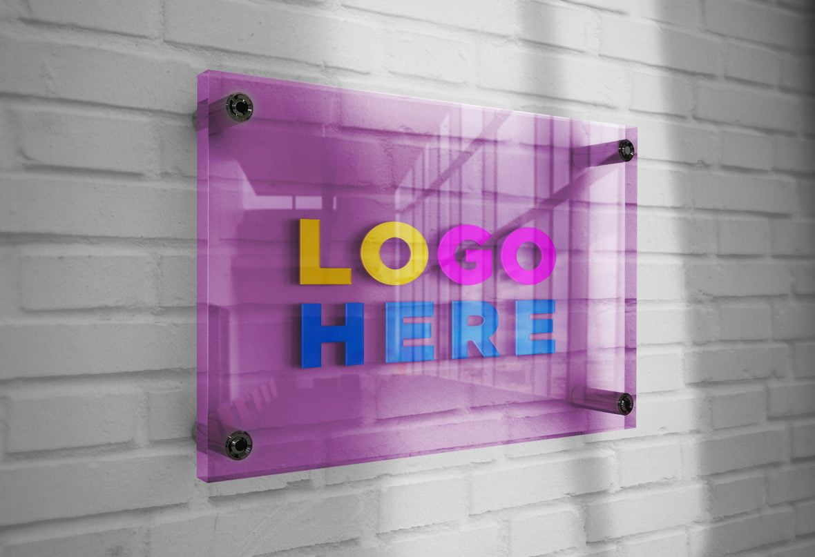 Logo Mockup 3D Glass Plate - GraphicsFamily