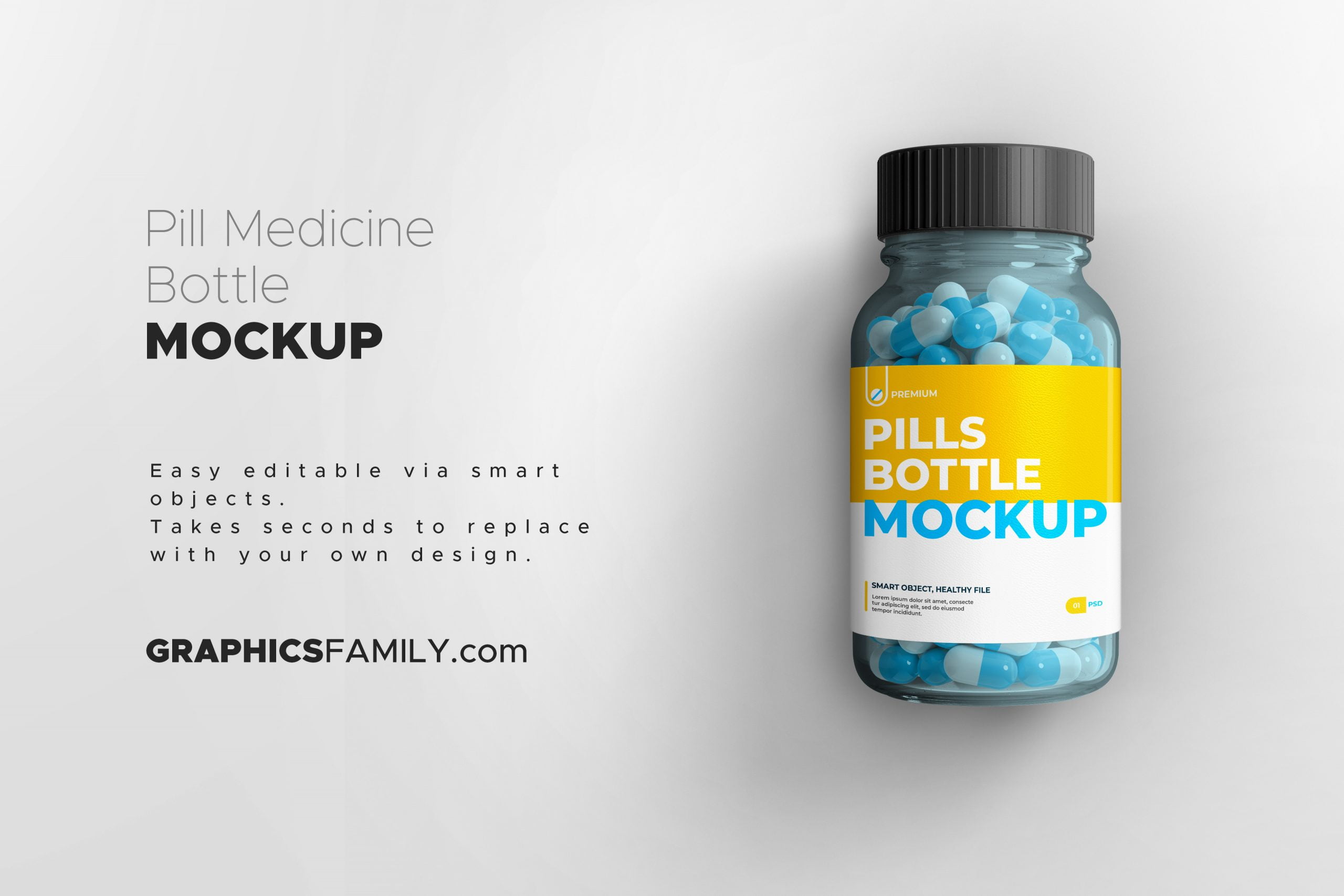 Download Pill Medicine Bottle Mockup Graphicsfamily