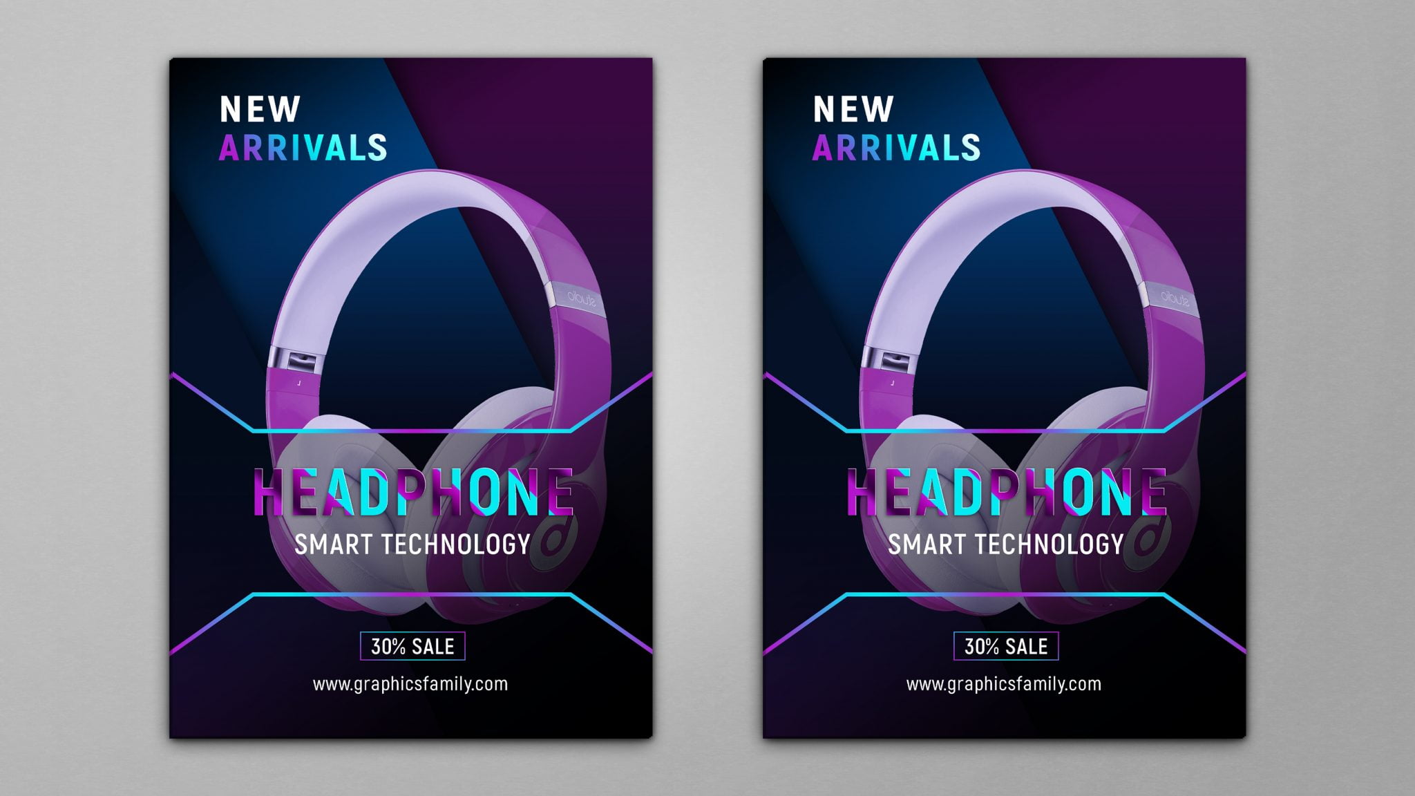 Headphones Flyer Design Template GraphicsFamily