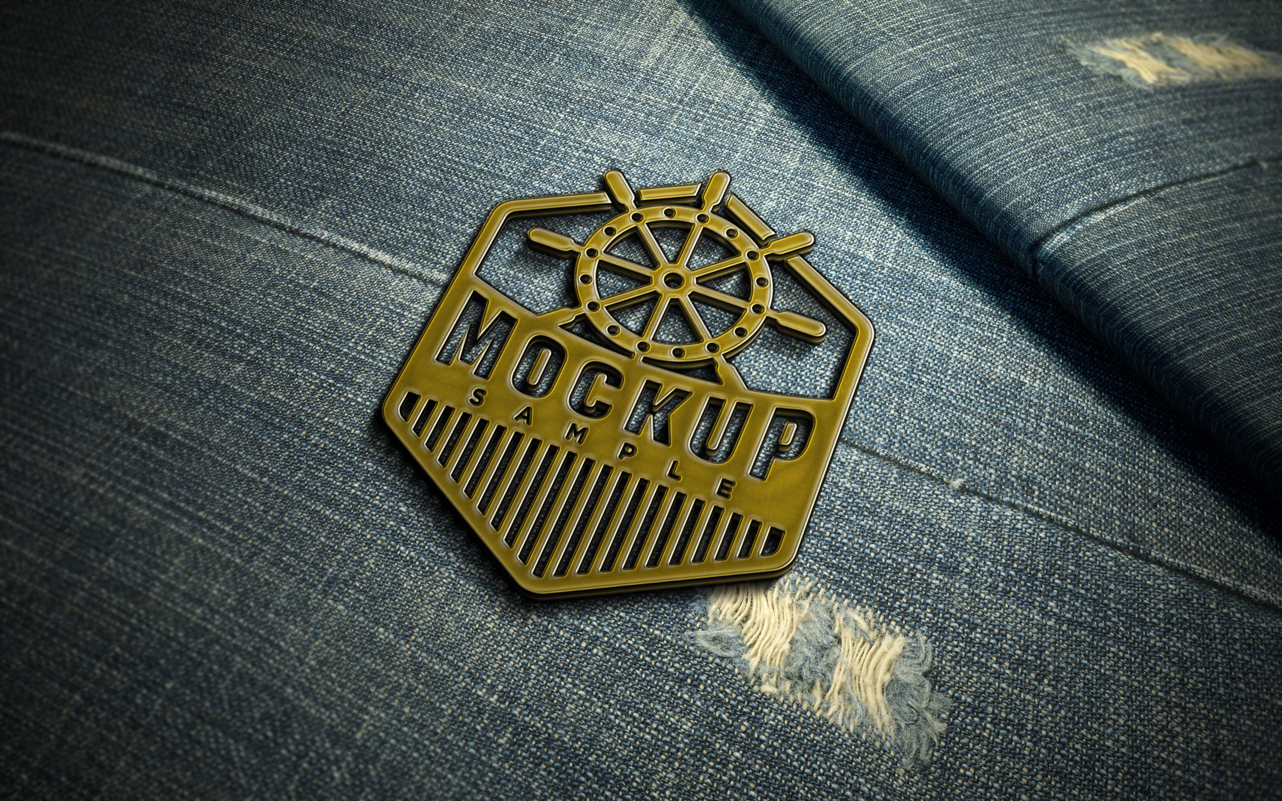 Metal Badge on Jeans Logo Mockup