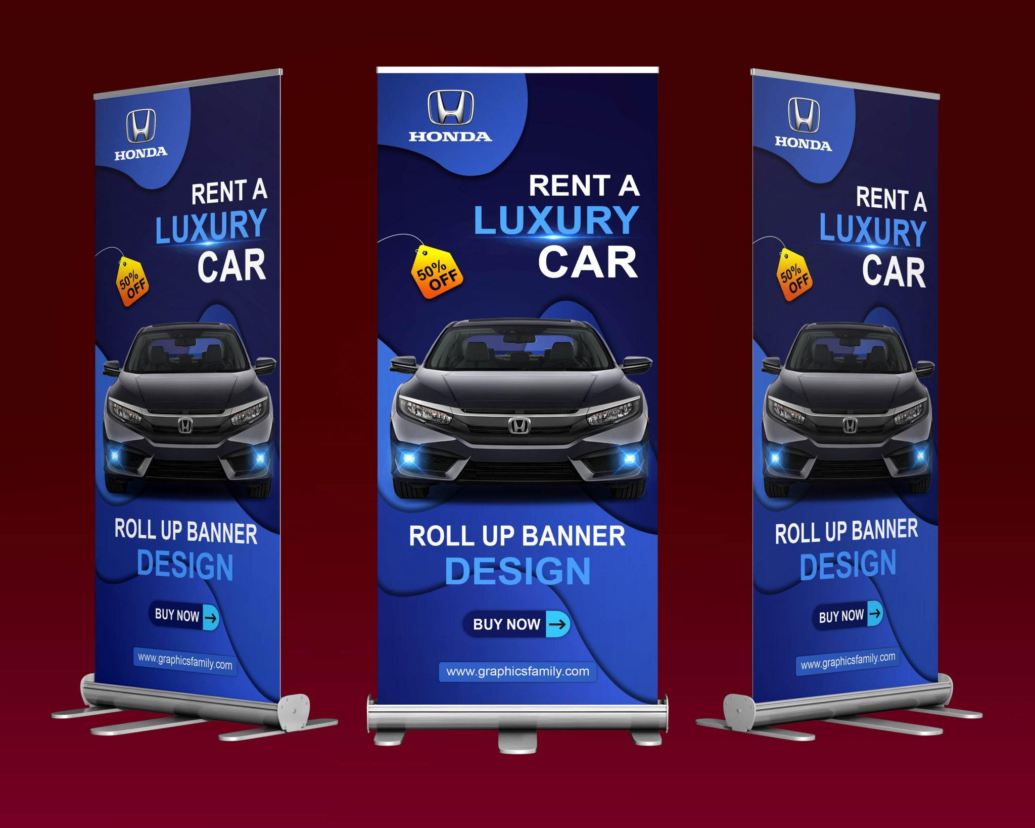 Rent a Car Roll Up Banner Design Free PSD GraphicsFamily