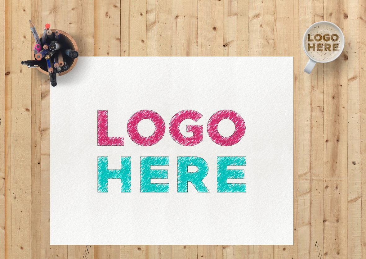 Sketch Paper Logo Mockup by GraphicsFamily