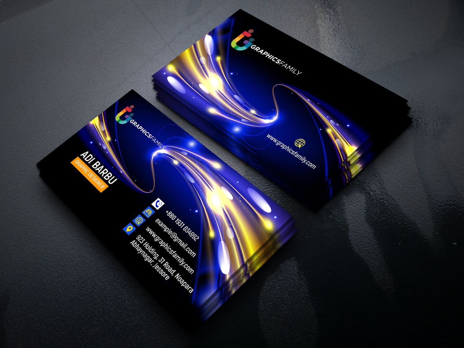 Futuristic Business Card Design – GraphicsFamily