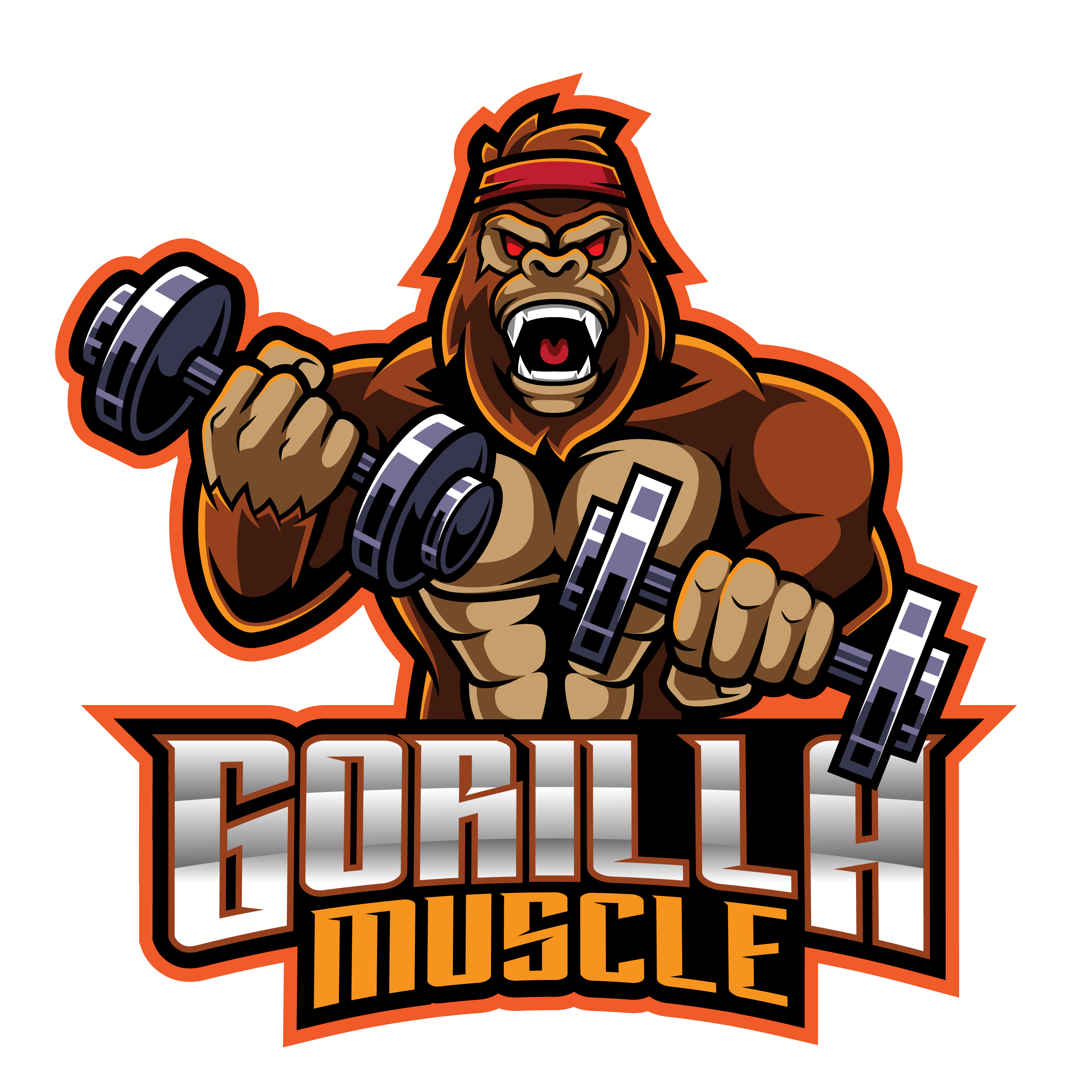 Logo template vector of Bodybuilder gym fitness theme, with muscle man  character and barbell Stock Vector by ©ednalstudio 307796496