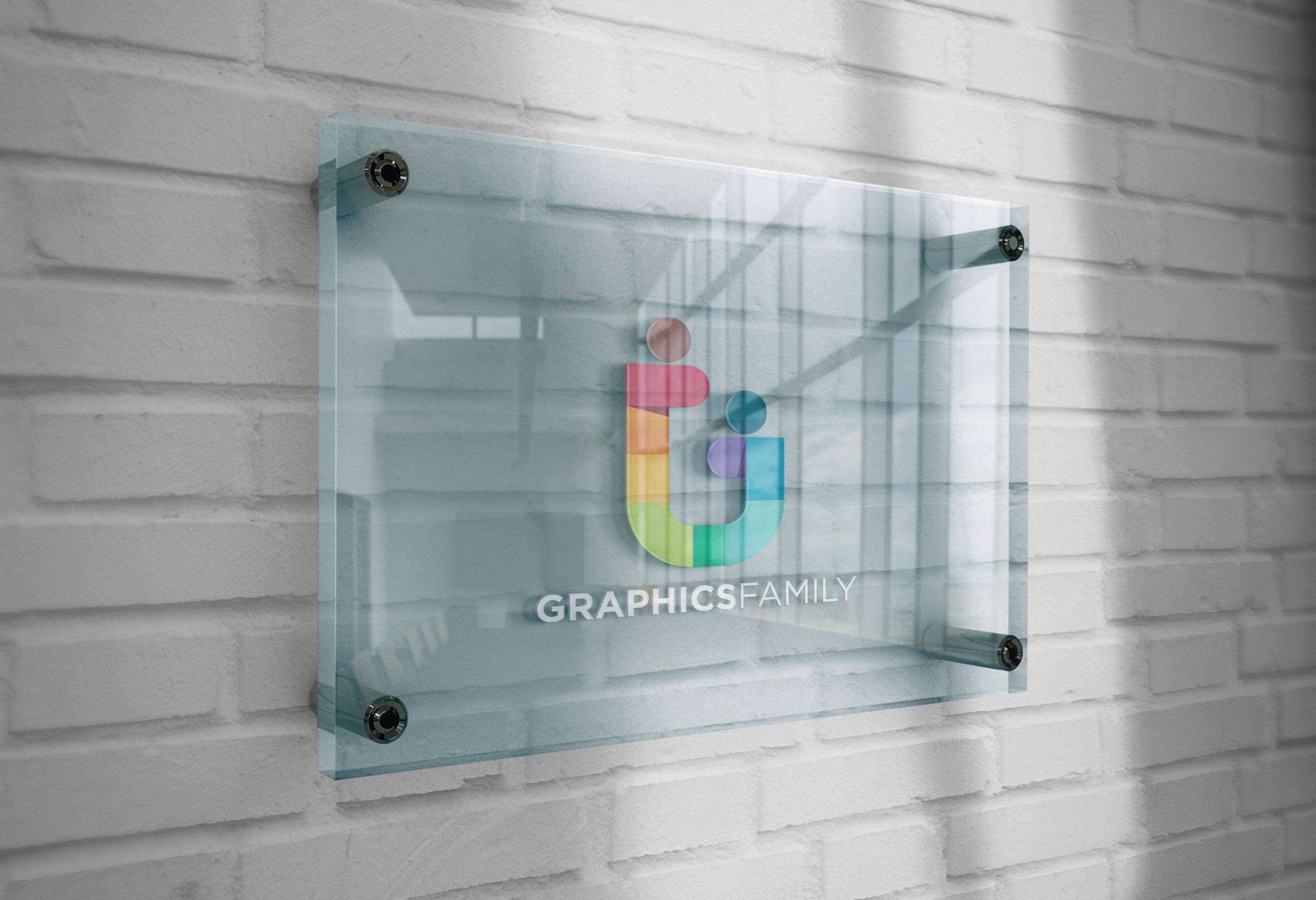 Download Logo Mockup 3d Glass Plate Graphicsfamily