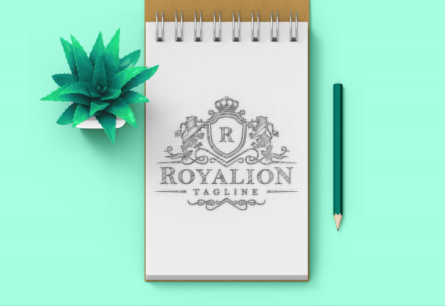 Free Dotted Sketchbook Logo Mockup GraphicsFamily