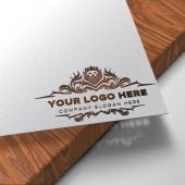 Paper Cutout on Wood Logo Mockup