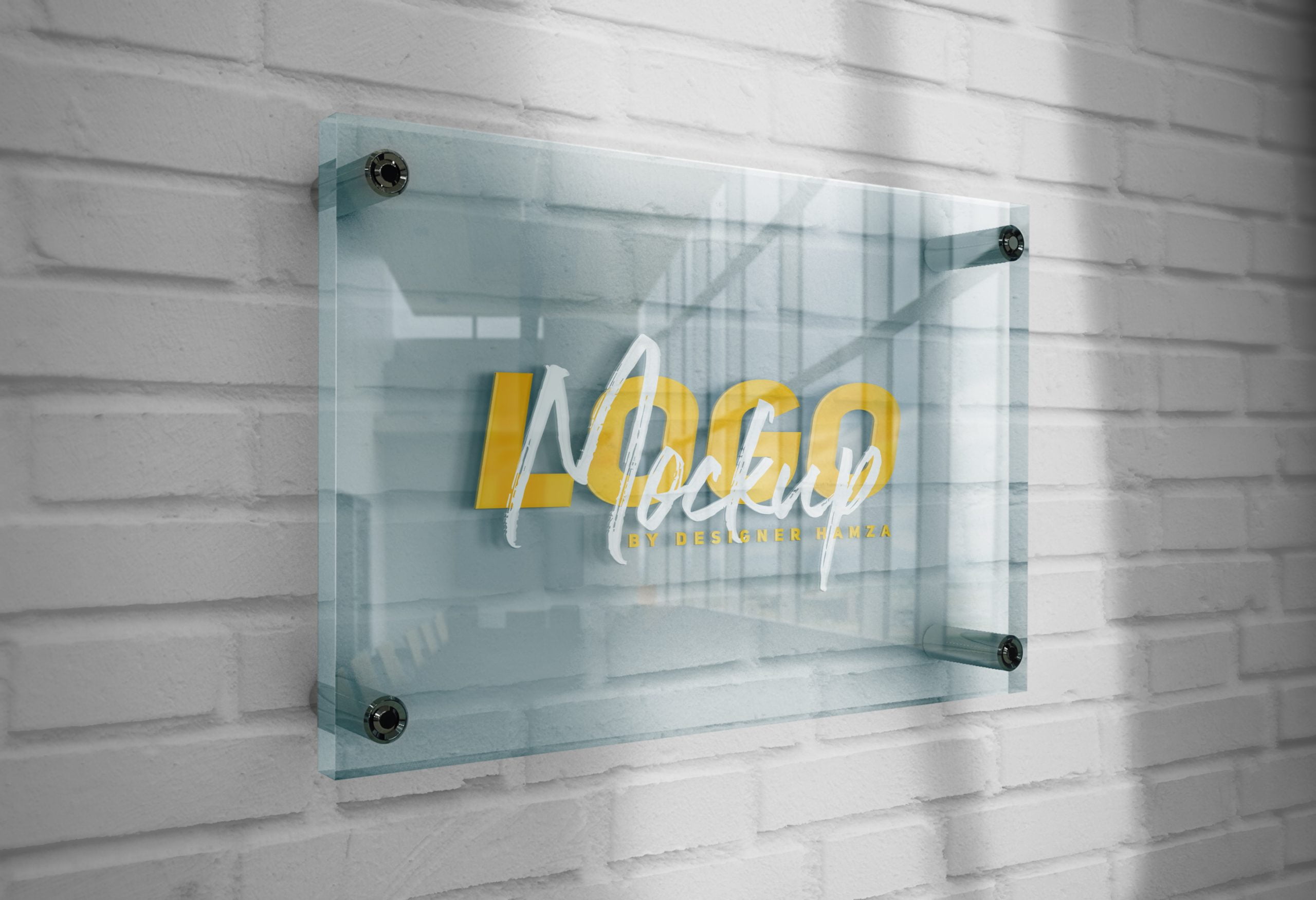 Logo Mockup 3D Glass Plate - GraphicsFamily