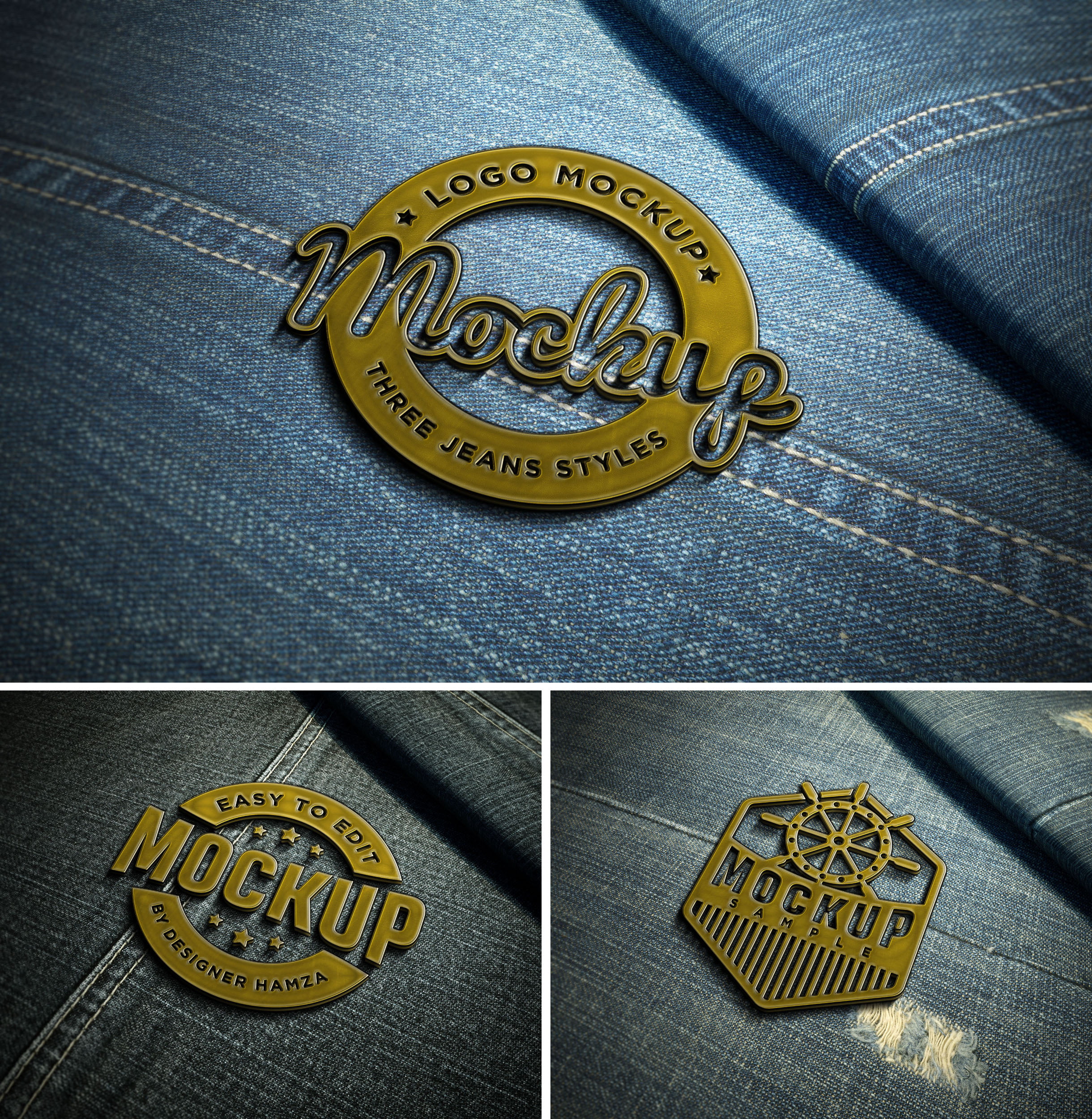 Metal Badge on Jeans Logo Mockup