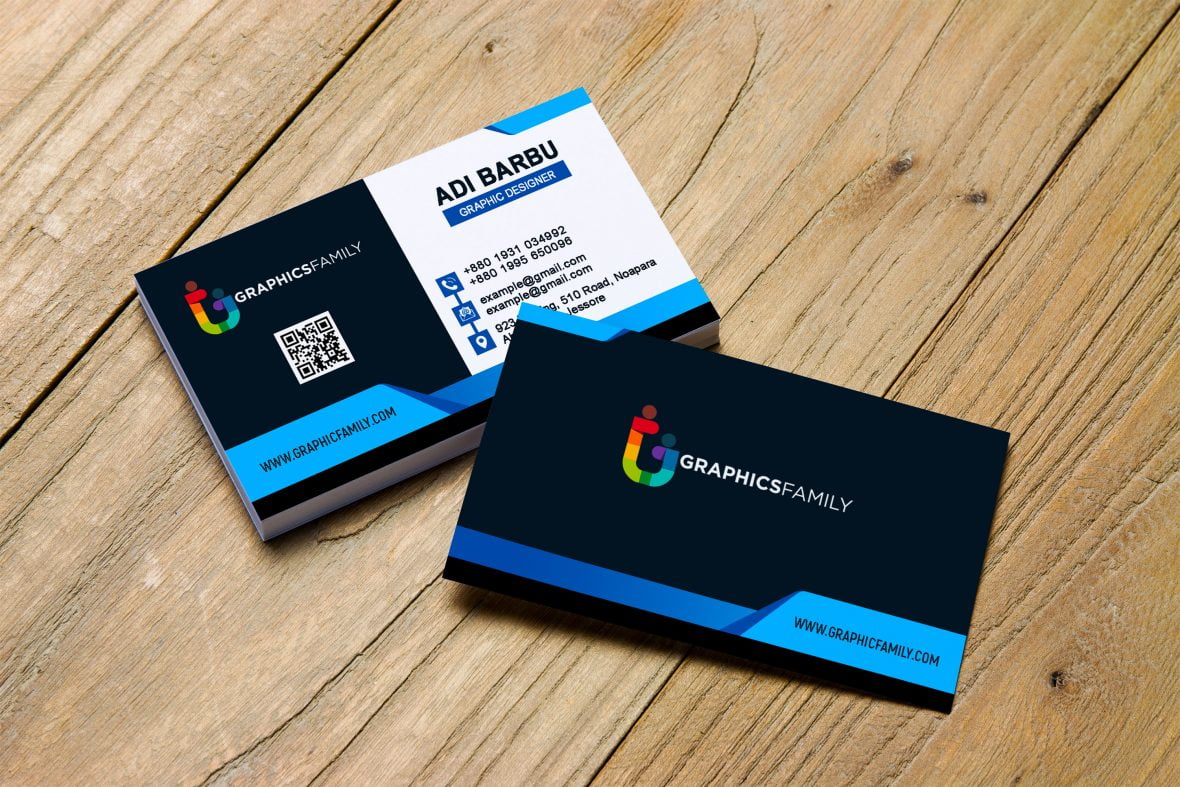 Blue Business Card Design – GraphicsFamily