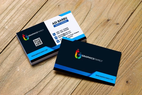 Blue Business Card Design – GraphicsFamily