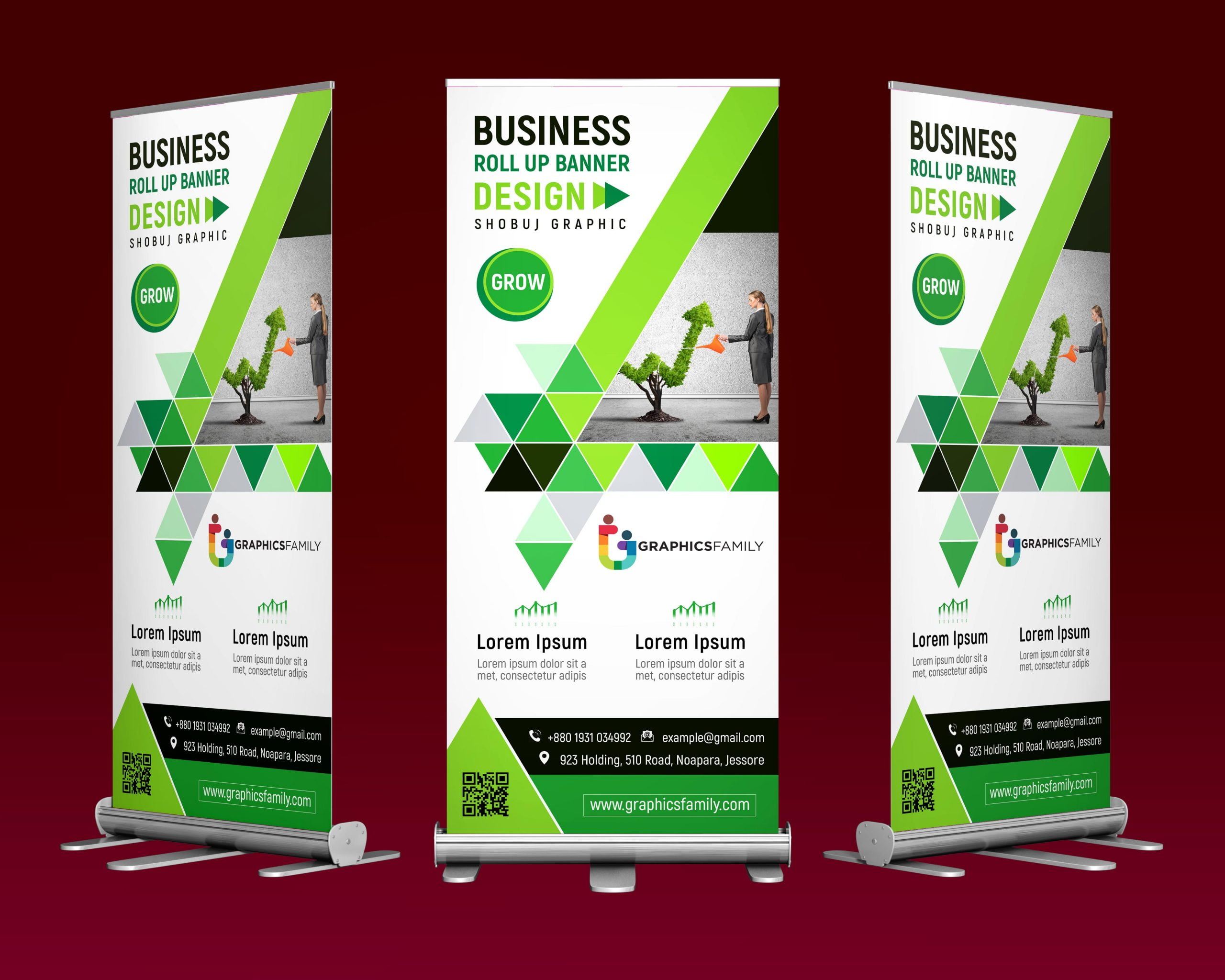 Modern Professional Business Roll Up Banner Design GraphicsFamily