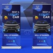 Rent a Car Roll Up Banner Design Free PSD