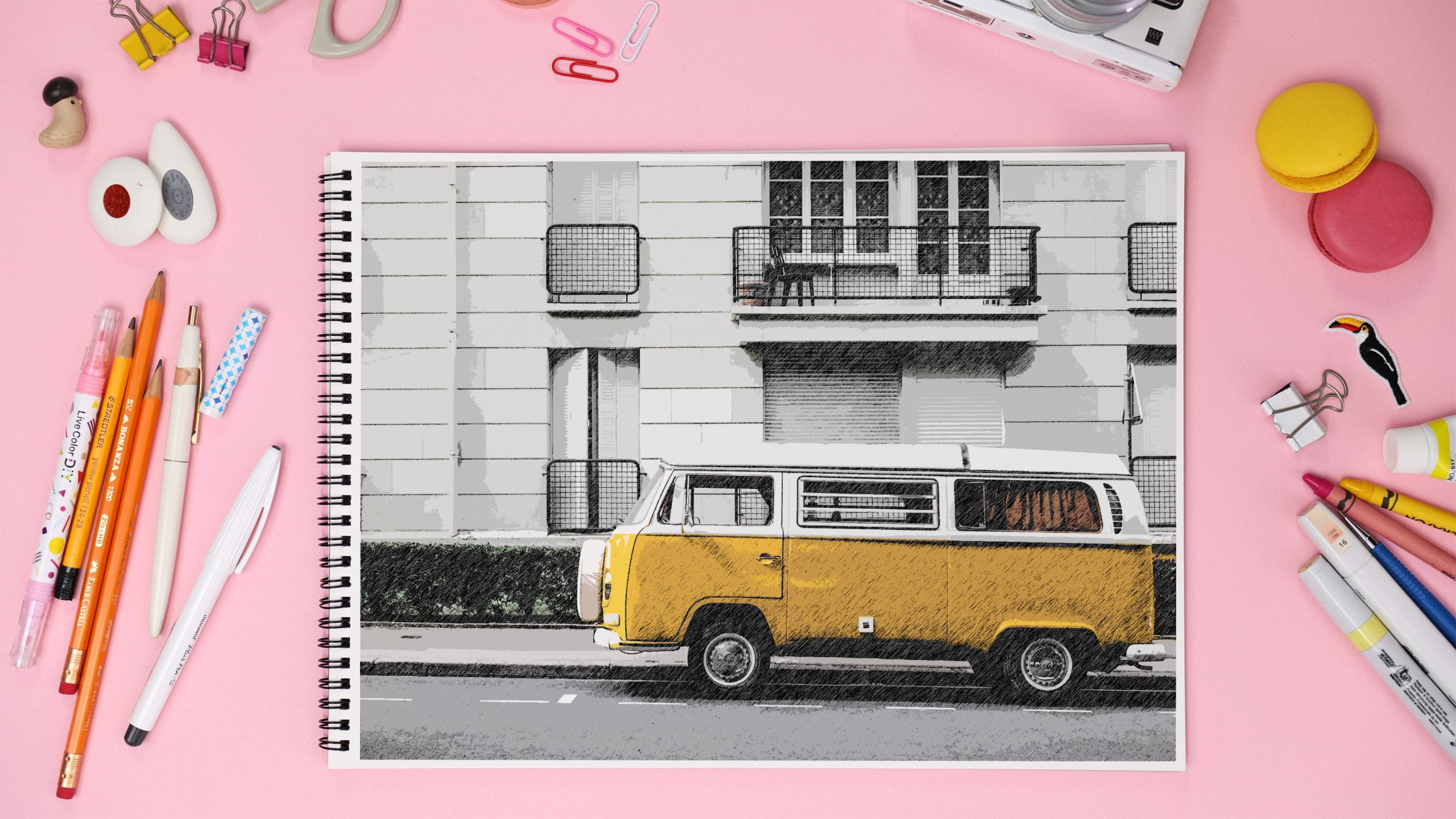 Sketchbook Mockup GraphicsFamily