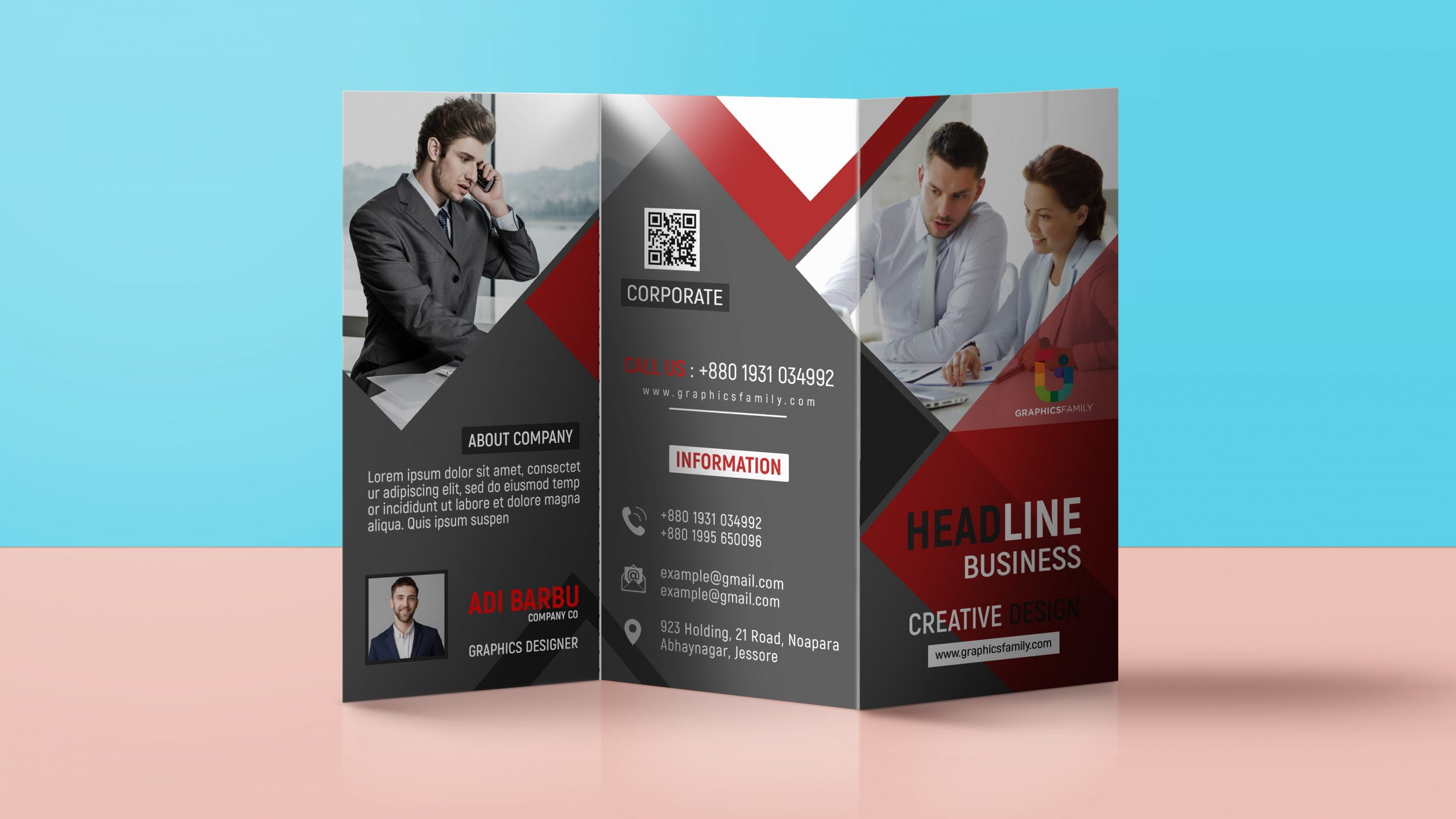 Tri Fold Panel PSD Business Brochure Design – GraphicsFamily