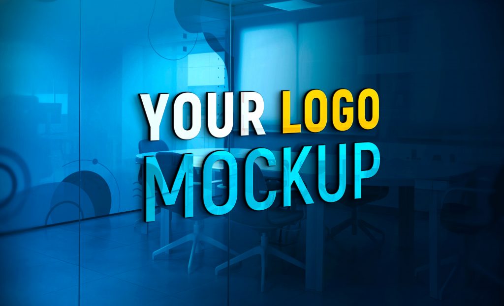 download 3d wall logo mockup