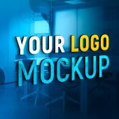 3D Logo Mockup on Office Glass Wall