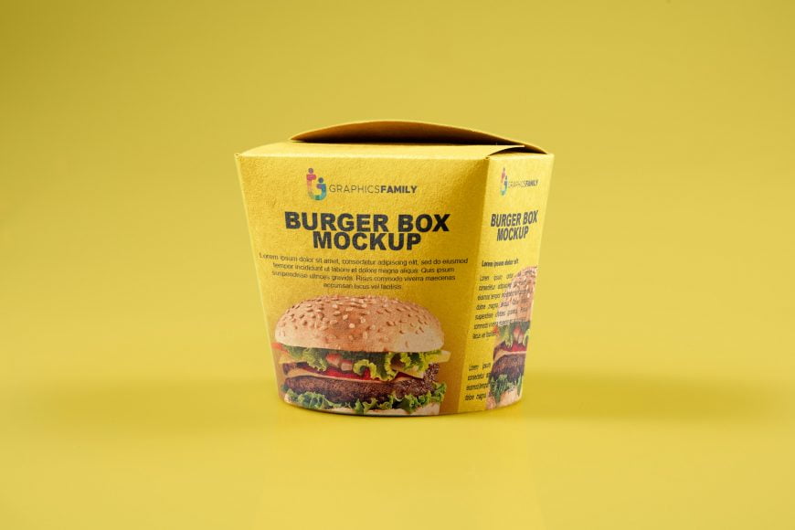 Free Burger Box PSD Mockup by GraphicsFamily
