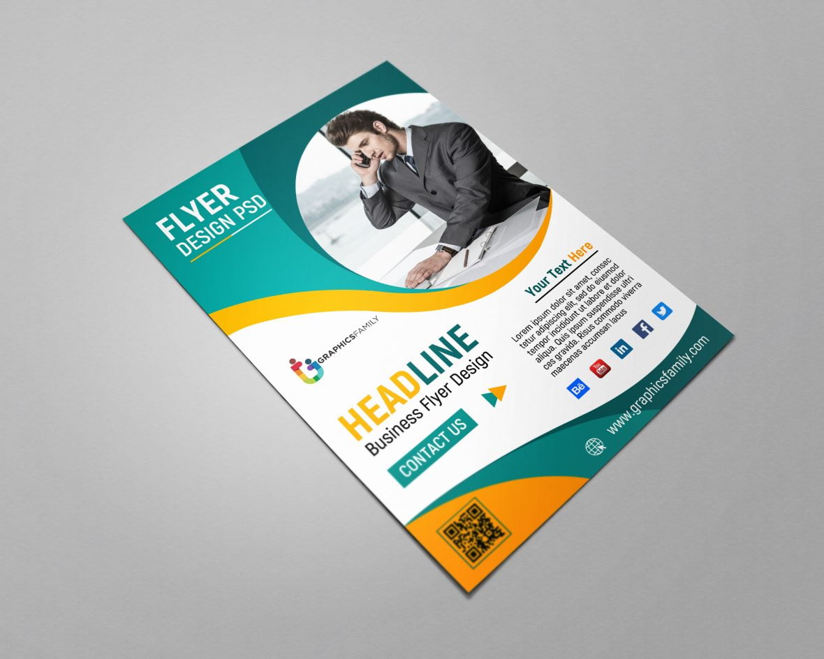 Business Flyer Template Design PSD GraphicsFamily