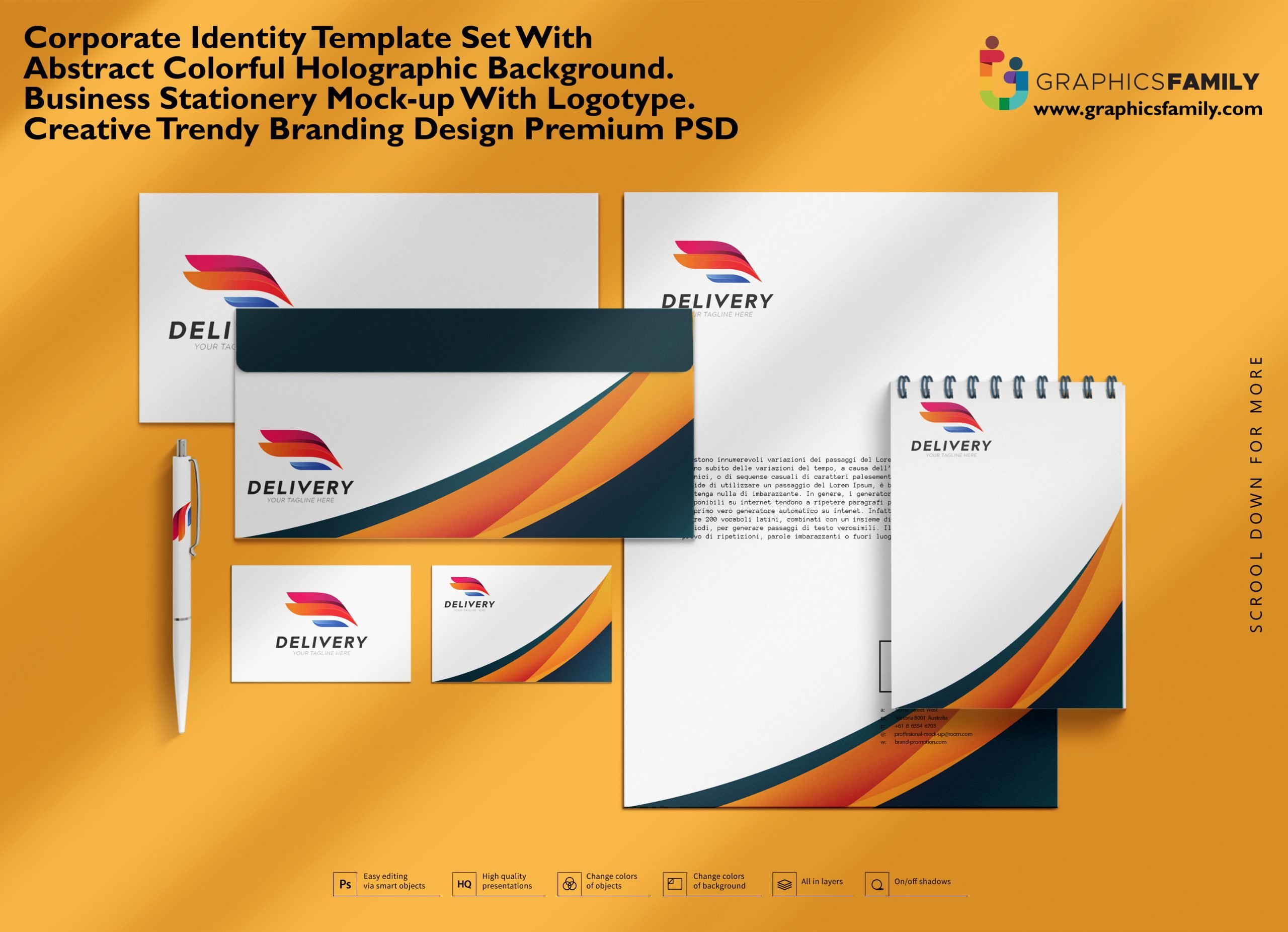 Corporate Identity Stationery Mock-up Set with movable objects