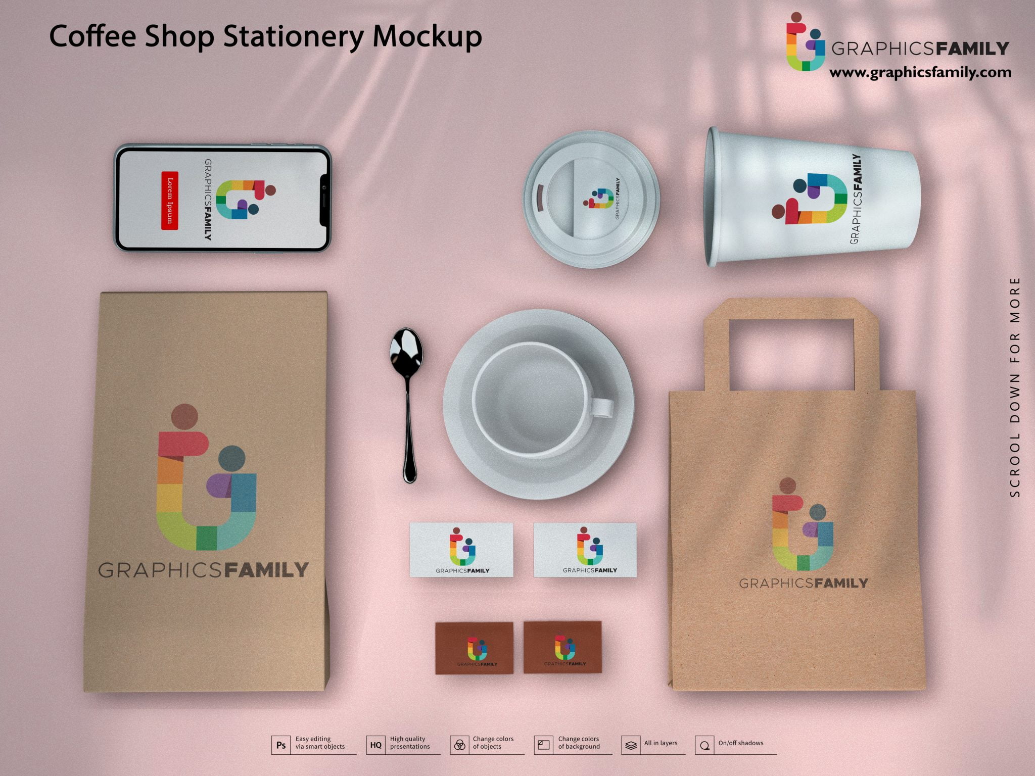Coffee Shop Stationery Mockup GraphicsFamily
