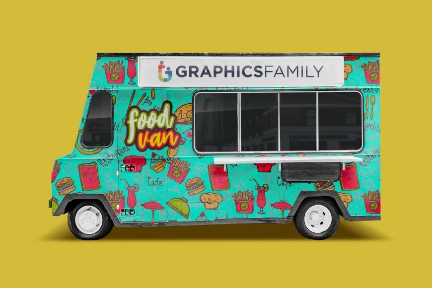 Free Food Van Mockup – GraphicsFamily