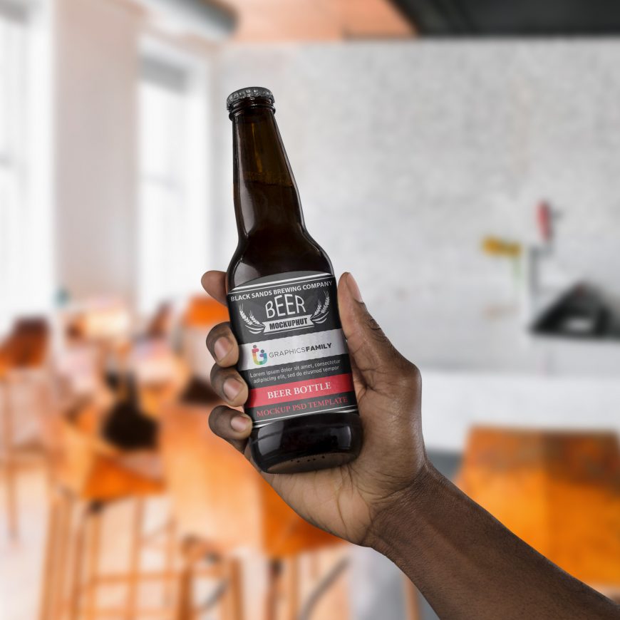 Free Beer Bottle Mockup by GraphicsFamily