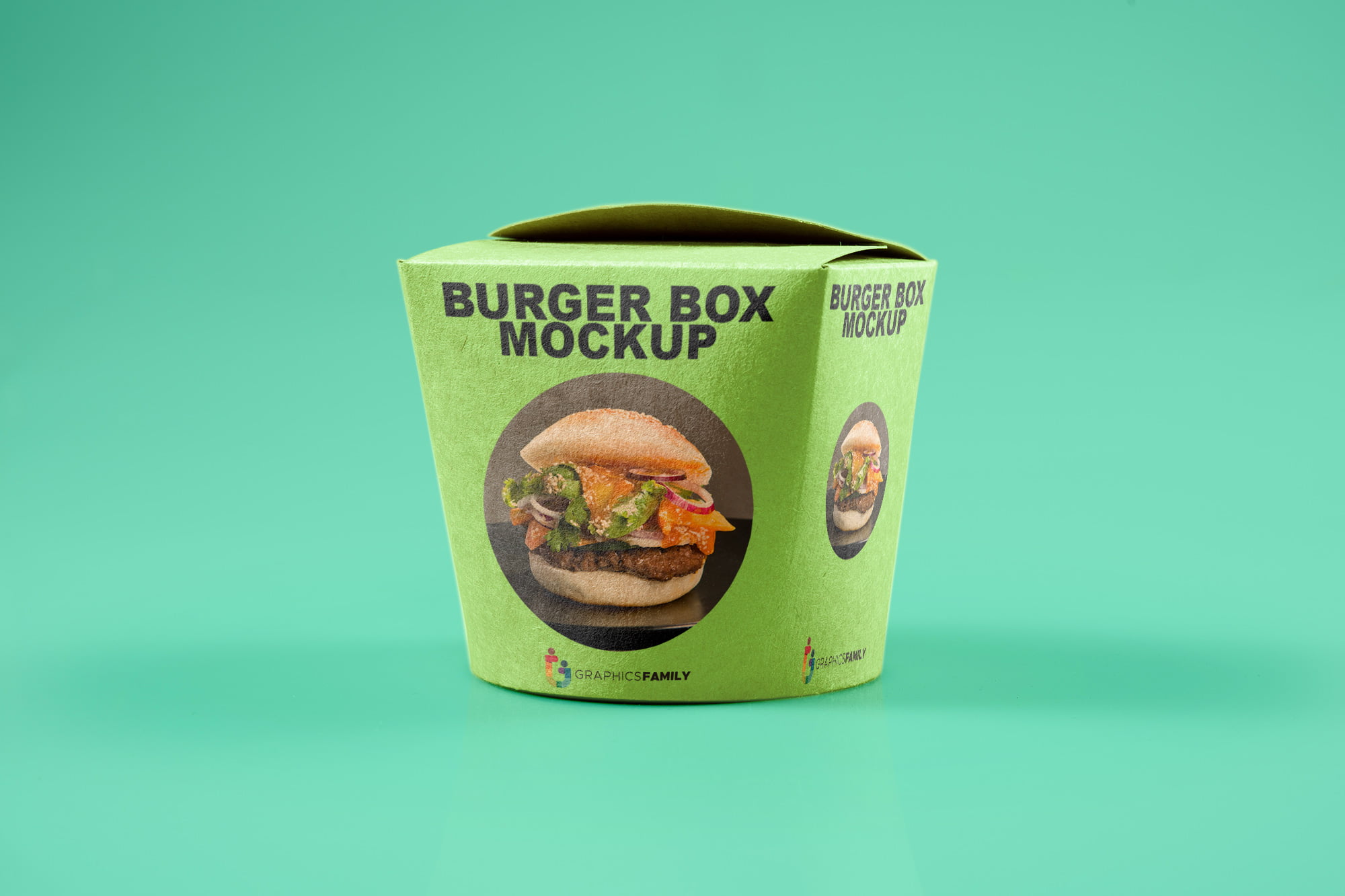 Free Burger Box PSD Mockup by GraphicsFamily
