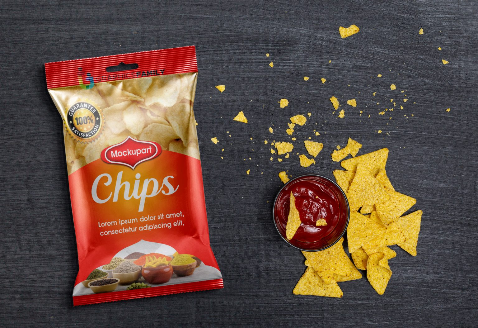 Download Free Chips Bag Packaging Mockup - GraphicsFamily