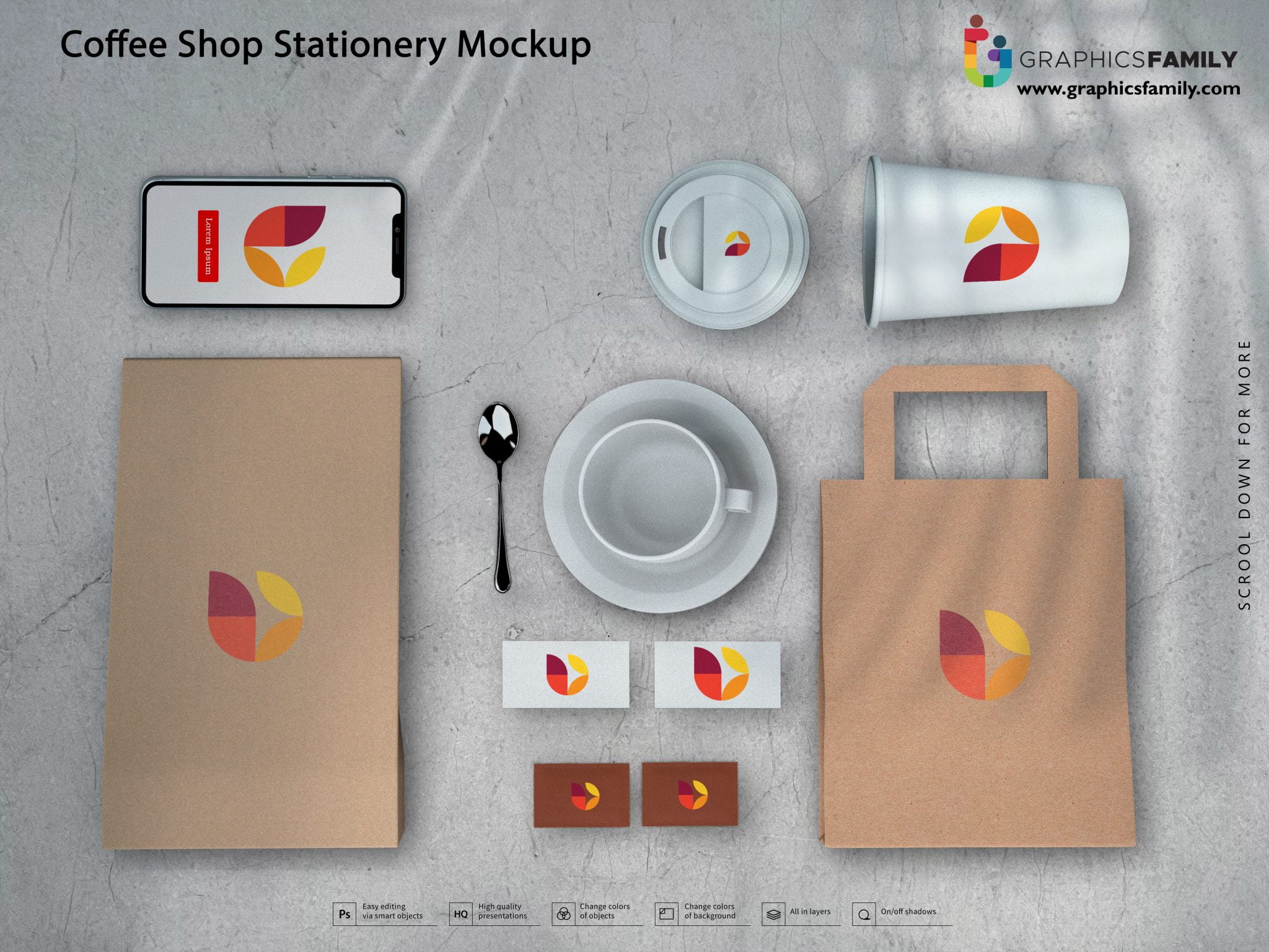 Coffee Shop Stationery Mockup GraphicsFamily