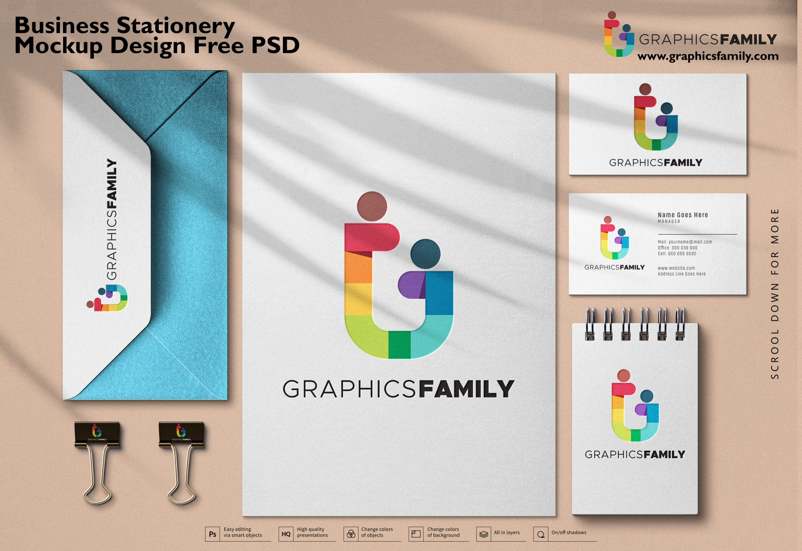 Business Stationery Mock-Up Design Free PSD – GraphicsFamily