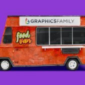 Free Food Van Mockup