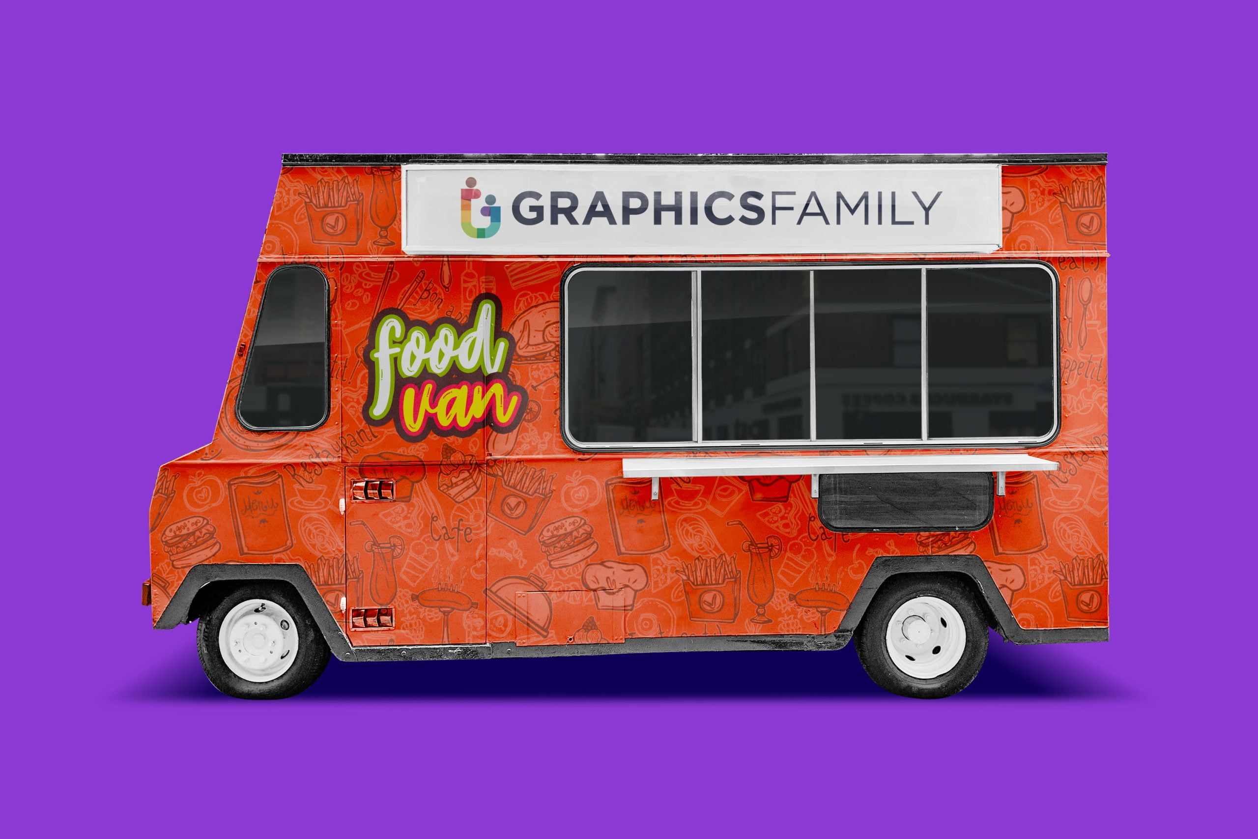 Download Free Food Van Mockup - GraphicsFamily