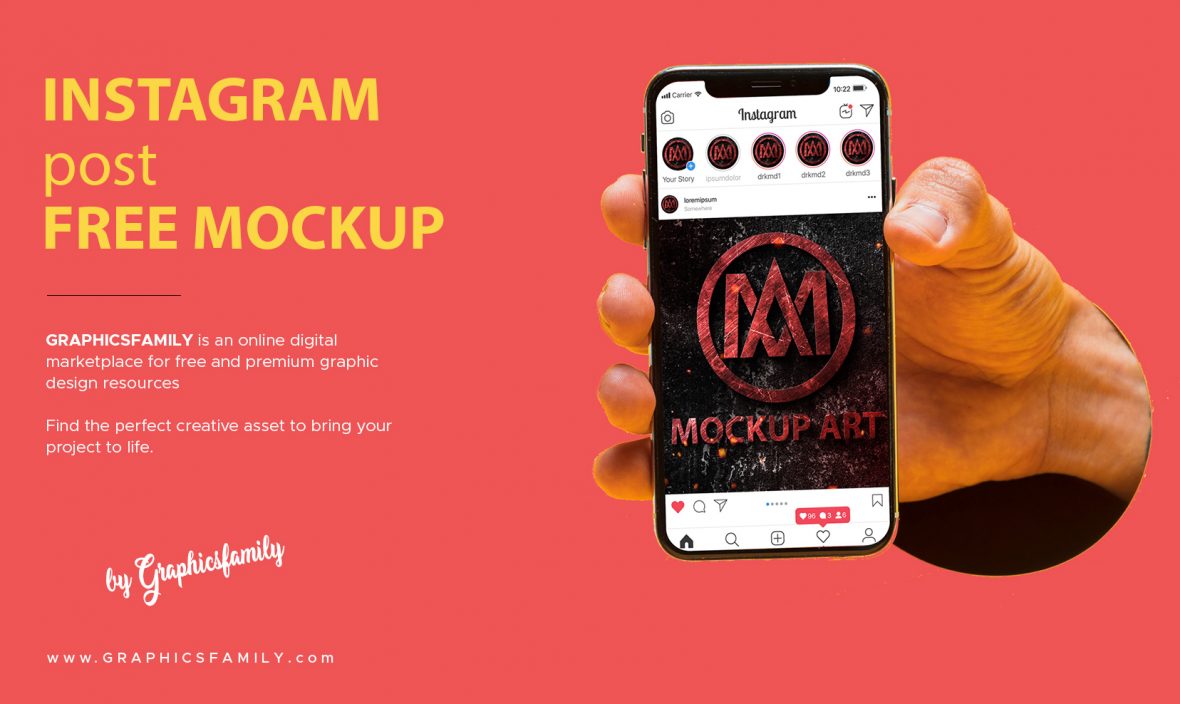 Download Free Instagram Post Mockup - GraphicsFamily