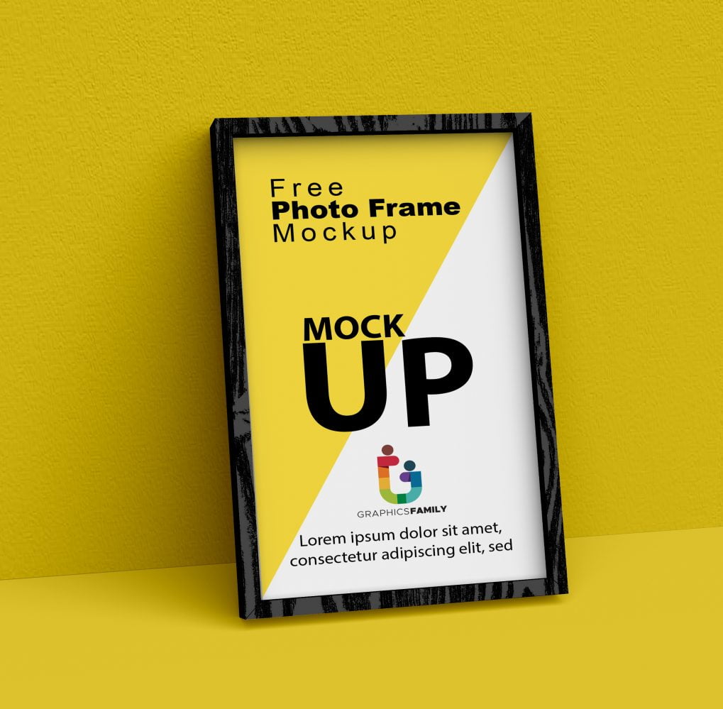 Free Photoshop Wooden Frame MockUp by GraphicsFamily