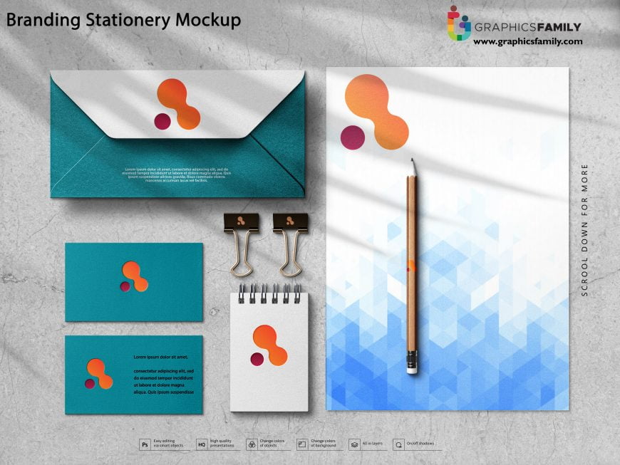 Download Free Simple Branding Stationery Mockup PSD - GraphicsFamily