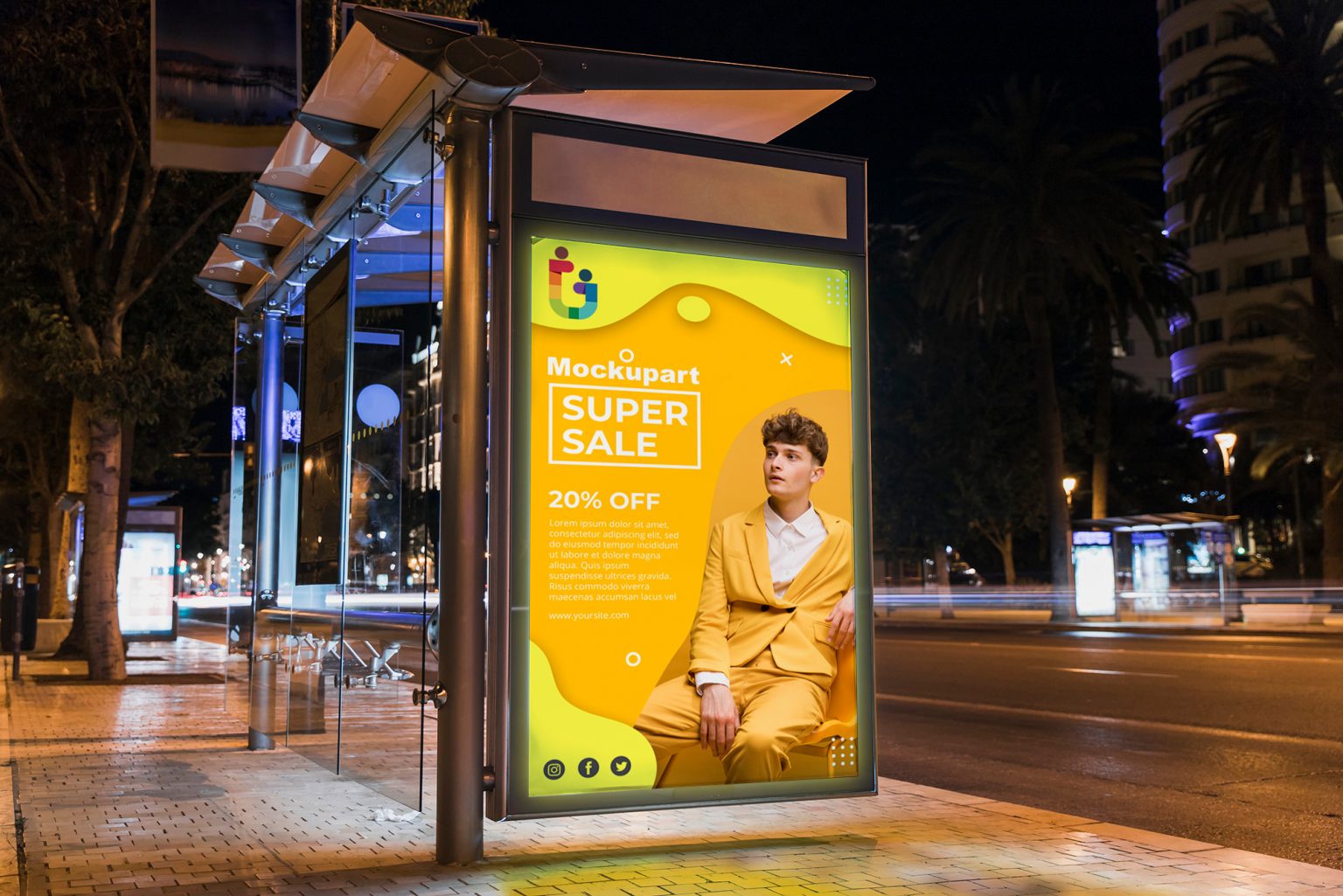 Street Billboard Mockup   GraphicsFamily