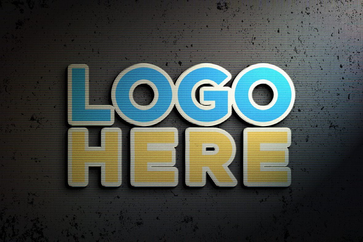 Download Photoshop Logo Mock-up with Retro Effects - GraphicsFamily