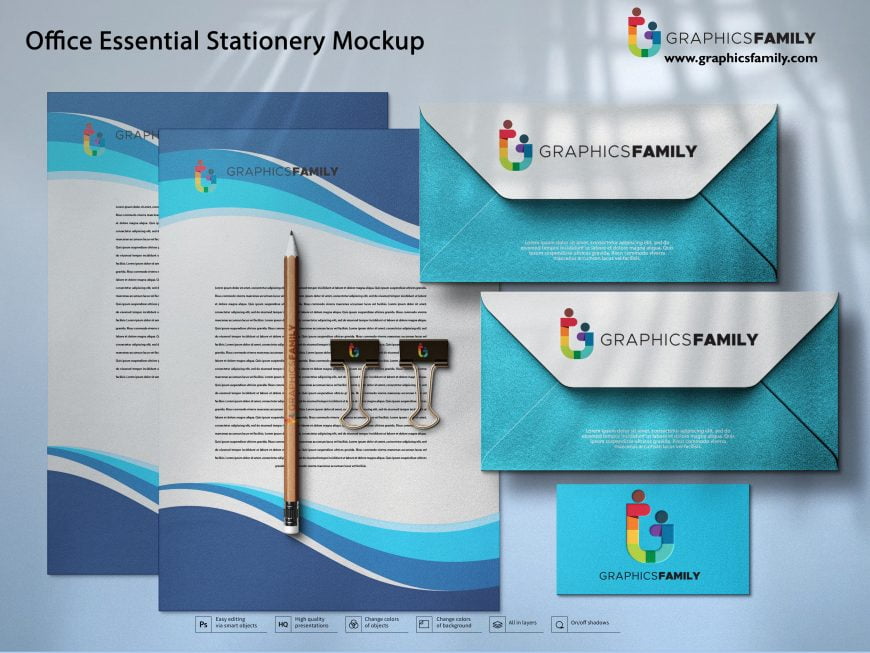 Office Essential Stationery Mockup