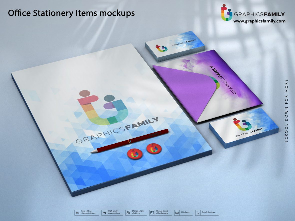Office Stationery Items Mockups
