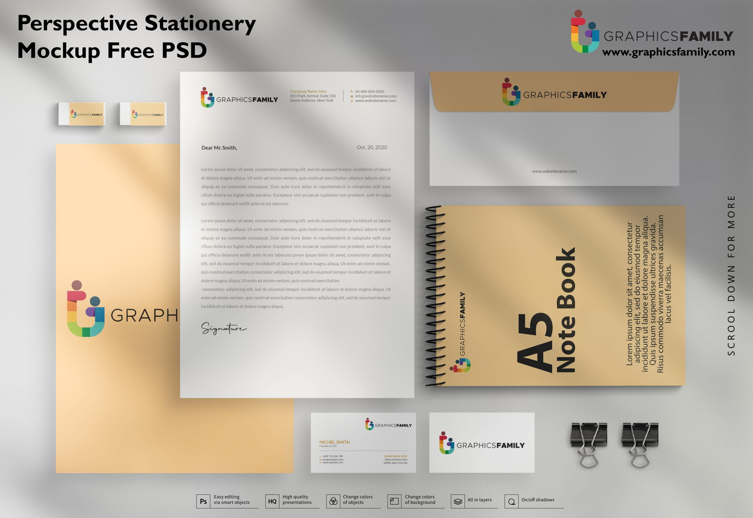 Download Perspective Stationery Mockup Free Psd Graphicsfamily