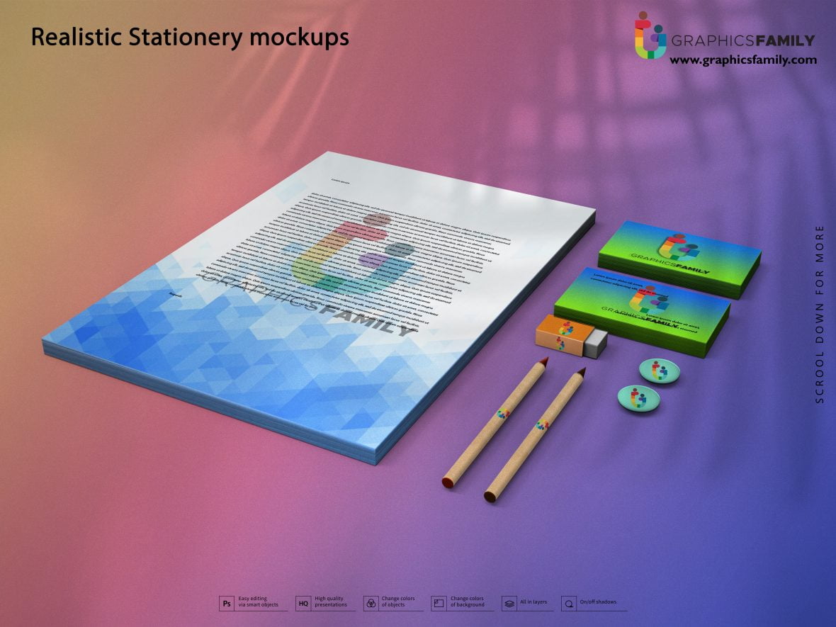 Download Realistic Stationery Mockups - GraphicsFamily