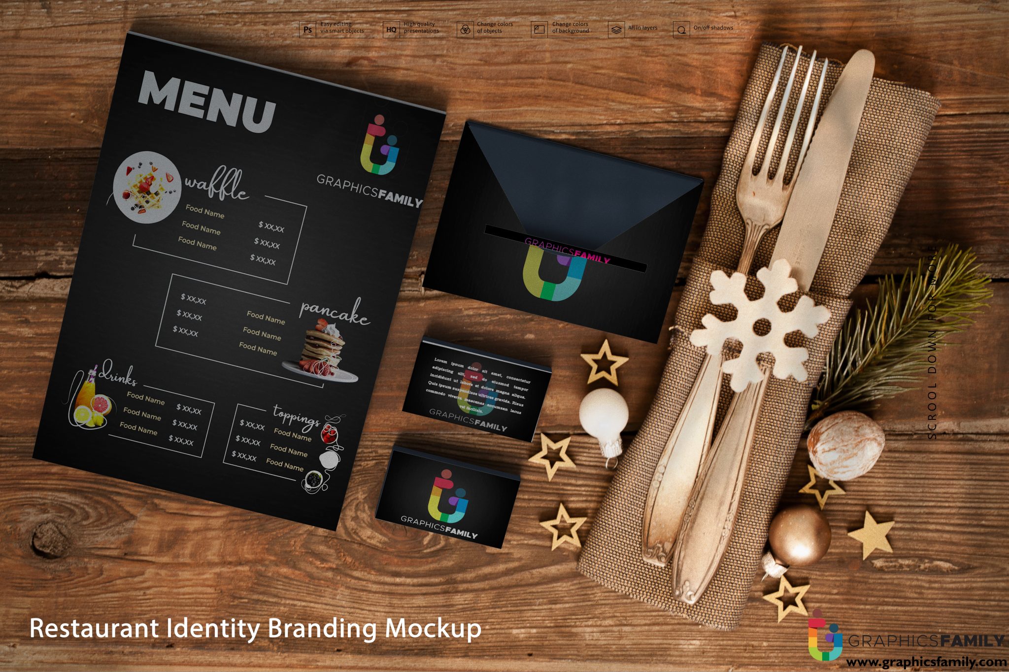 Restaurant Identity Branding Mockup - GraphicsFamily