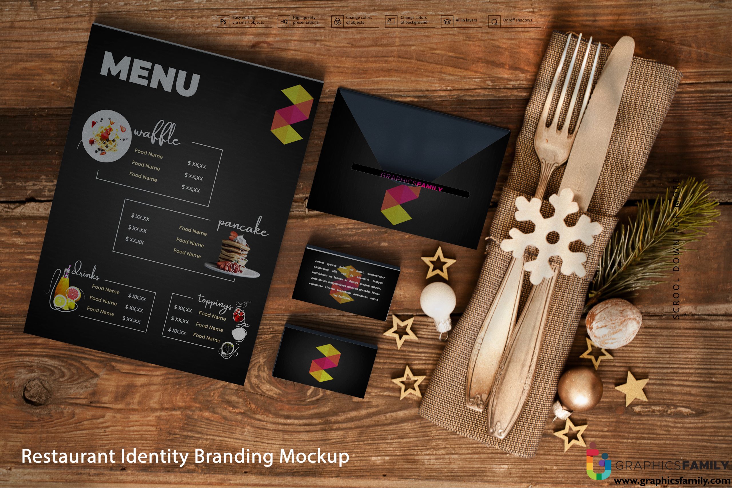 Download Restaurant Identity Branding Mockup - GraphicsFamily