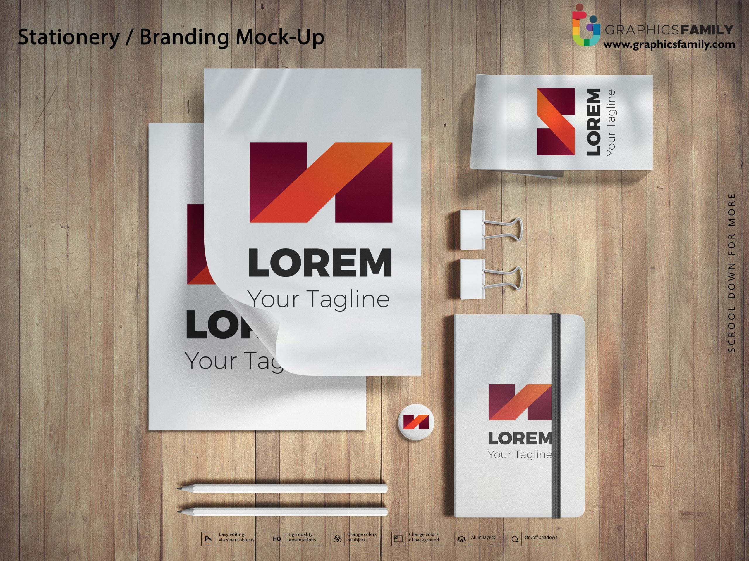 Download Free Stationery Branding Mock-Up - GraphicsFamily